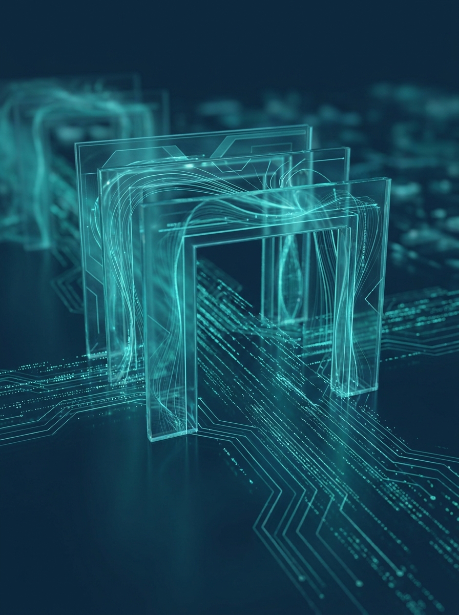 Abstract 3D render of a glowing digital gateway, symbolising Dwaar AI's verification layer